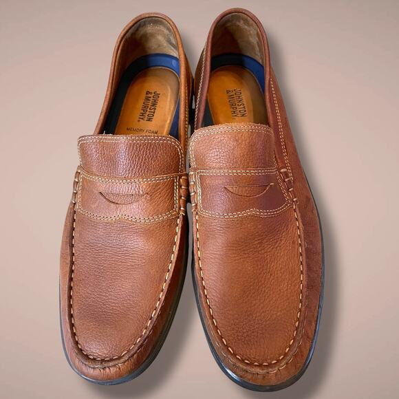 Men's JOHNSTON & MURPHY Brown Leather Penny Loafers Look New To Me - Picture 5 of 13
